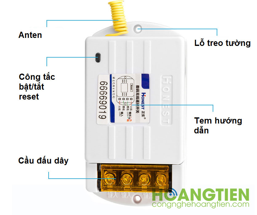 Công tắc điều khiển từ xa công suất lớn 40A 1Km Honest HT-6220KG