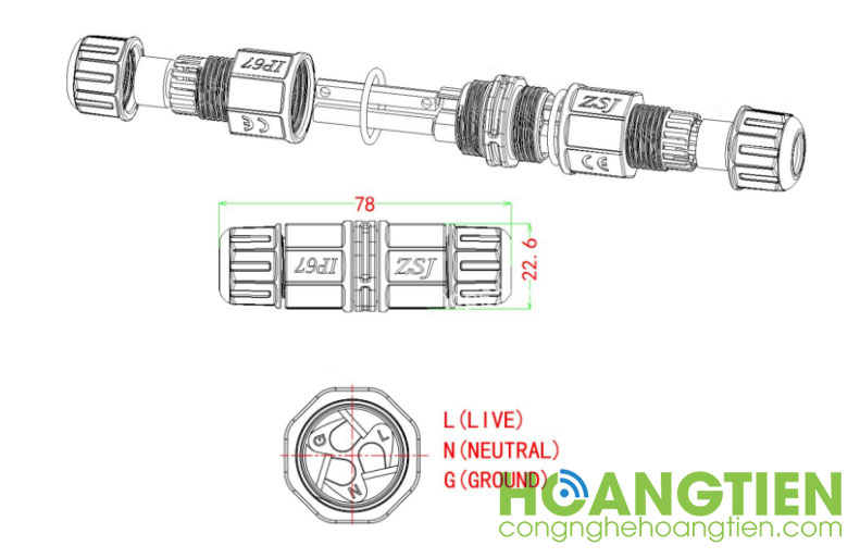 Cút nối điện thẳng chữ I chống cước IP67 SI20