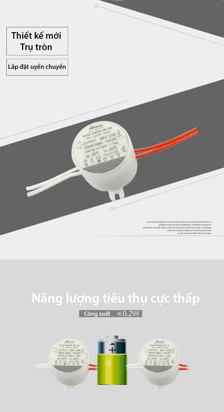 Công tắc cảm biến radar vi sóng và ánh sáng Allmay AM-RS-10Y