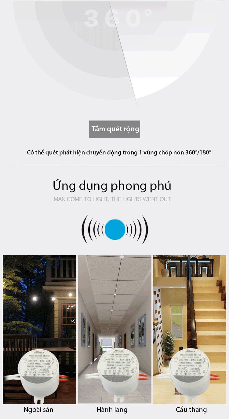 Công tắc cảm biến radar vi sóng và ánh sáng Allmay AM-RS-10Y
