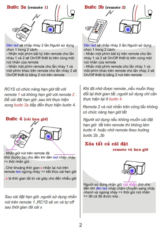 Công tắc điều khiển từ xa sóng RF TPE RC1S