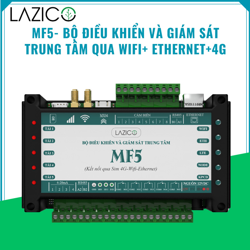 Bộ điều khiển và giám sát trung tâm 4G/ Wifi Lazico MF5