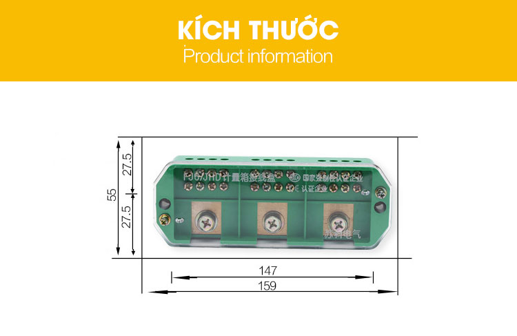 Cầu đấu chia dây điện 3 pha 1 ra 4 FJ6-2H
