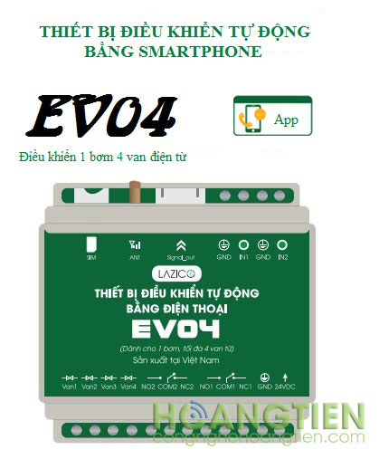 Bộ điều khiển bơm và van tưới qua điện thoại Lazico EV04