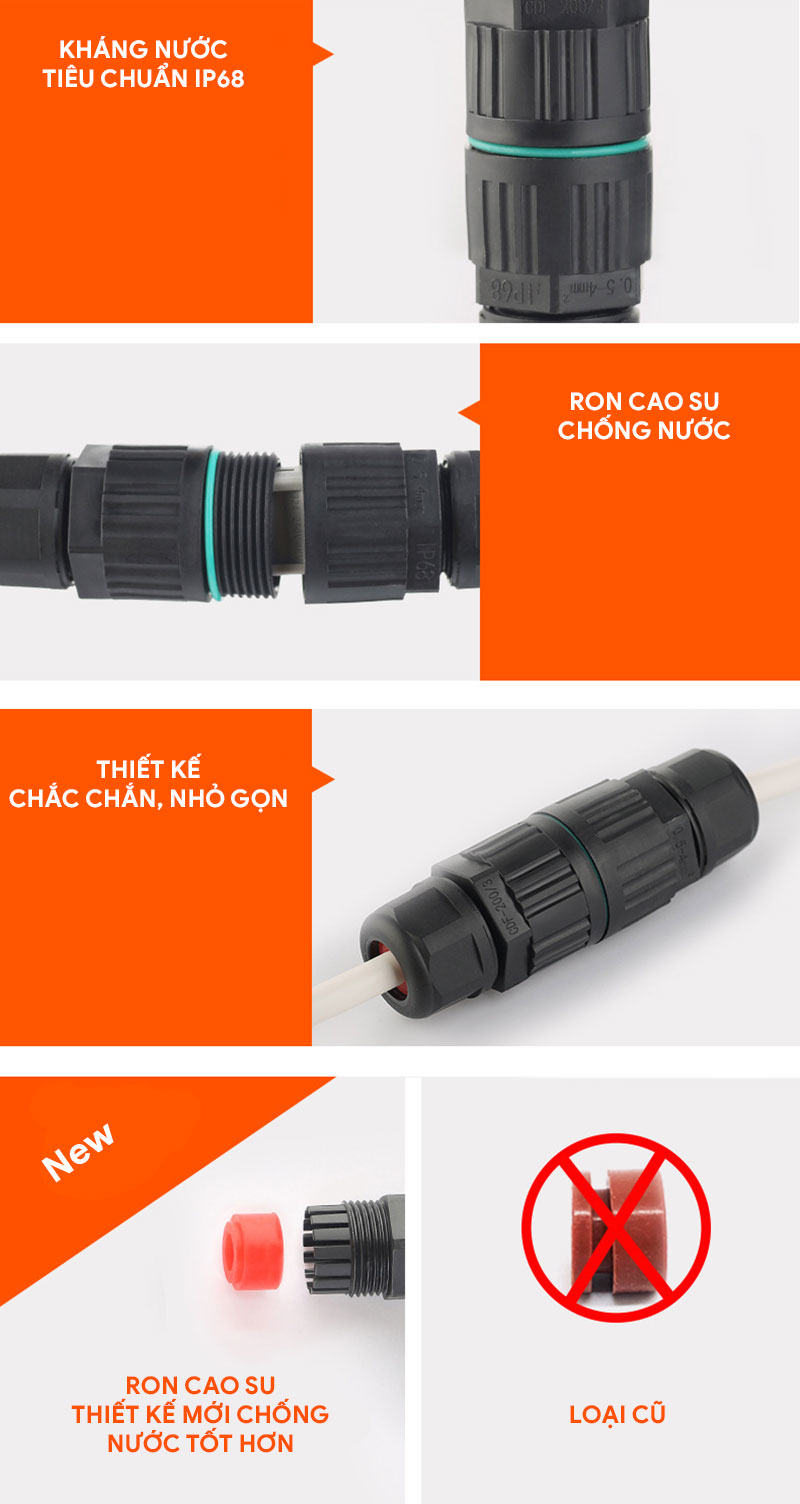 Cút nối thẳng chống nước CDF-200-3