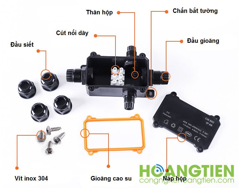 Cút nối dây điện chữ T chống nước CN804