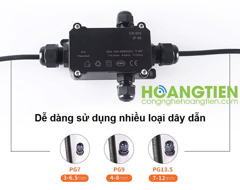 Cút nối dây điện chữ T chống nước CN804