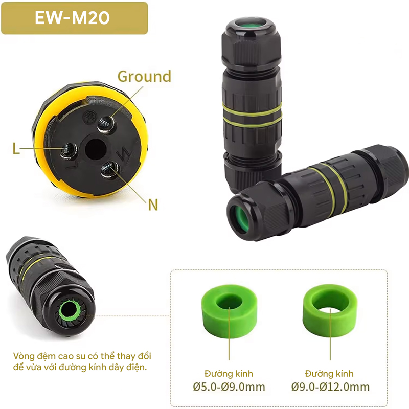 Đầu nối dây điện chống nước EW-M20