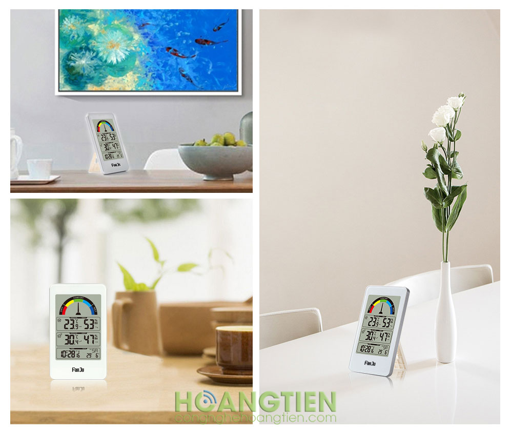 Đồng hồ nhiệt độ độ ẩm trong nhà và ngoài trời FJ3356