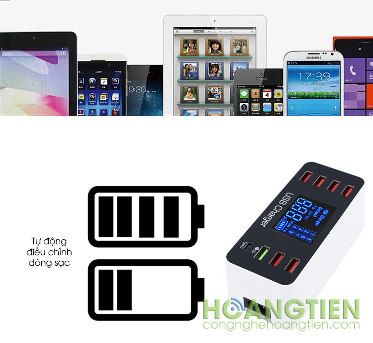 Ổ cắm sạc USB 8 cổng hỗ trợ sạc nhanh QC3.0 A9 Plus