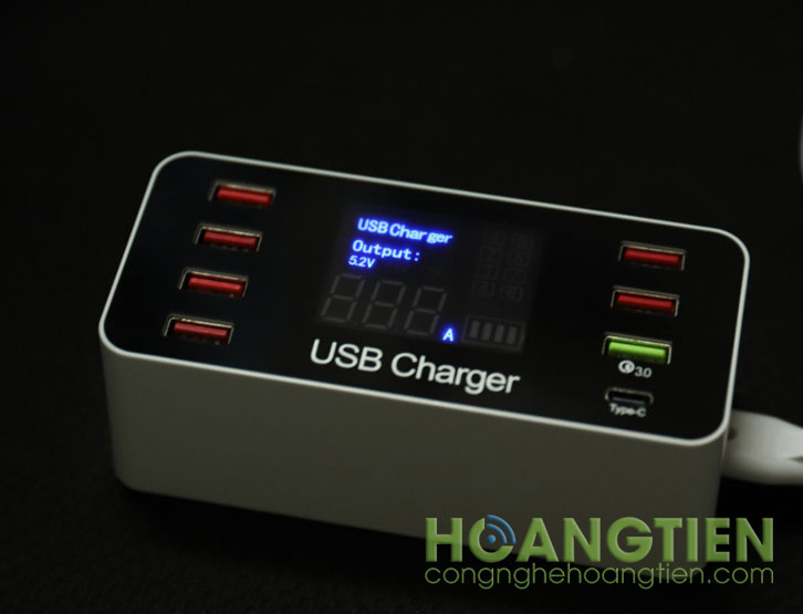 Ổ cắm sạc USB 8 cổng hỗ trợ sạc nhanh QC3.0 A9 Plus